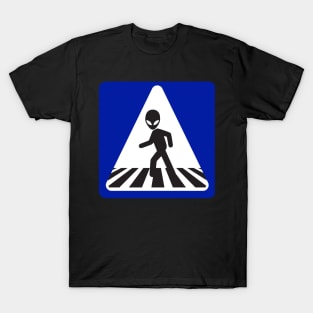 Alien pedestrian Crossing Sign T-Shirt